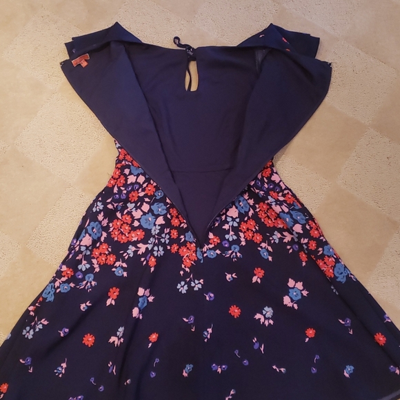 Modcloth Navy Blue and Flowers Dress, Sz S - Picture 4 of 16